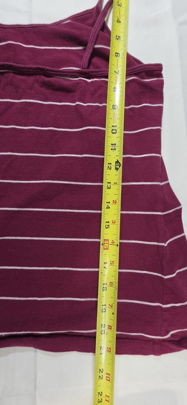 Forever 21 Women's XL Burgundy & White Striped Spaghetti Strap Camisole Sku 0327 - Picture 3 of 5